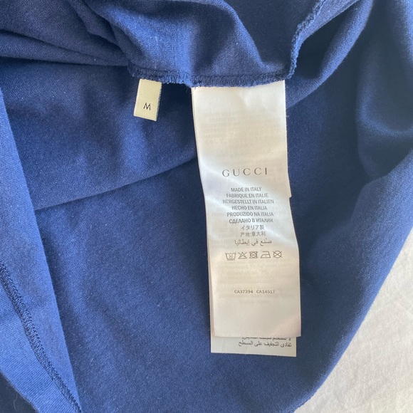 Gucci Tee Vintage Oval Interlocking GG Logo Blue T Shirt Size Medium - Picture 11 of 16